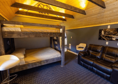 Bunk beds at Peaks Lodge in Revelstoke, BC